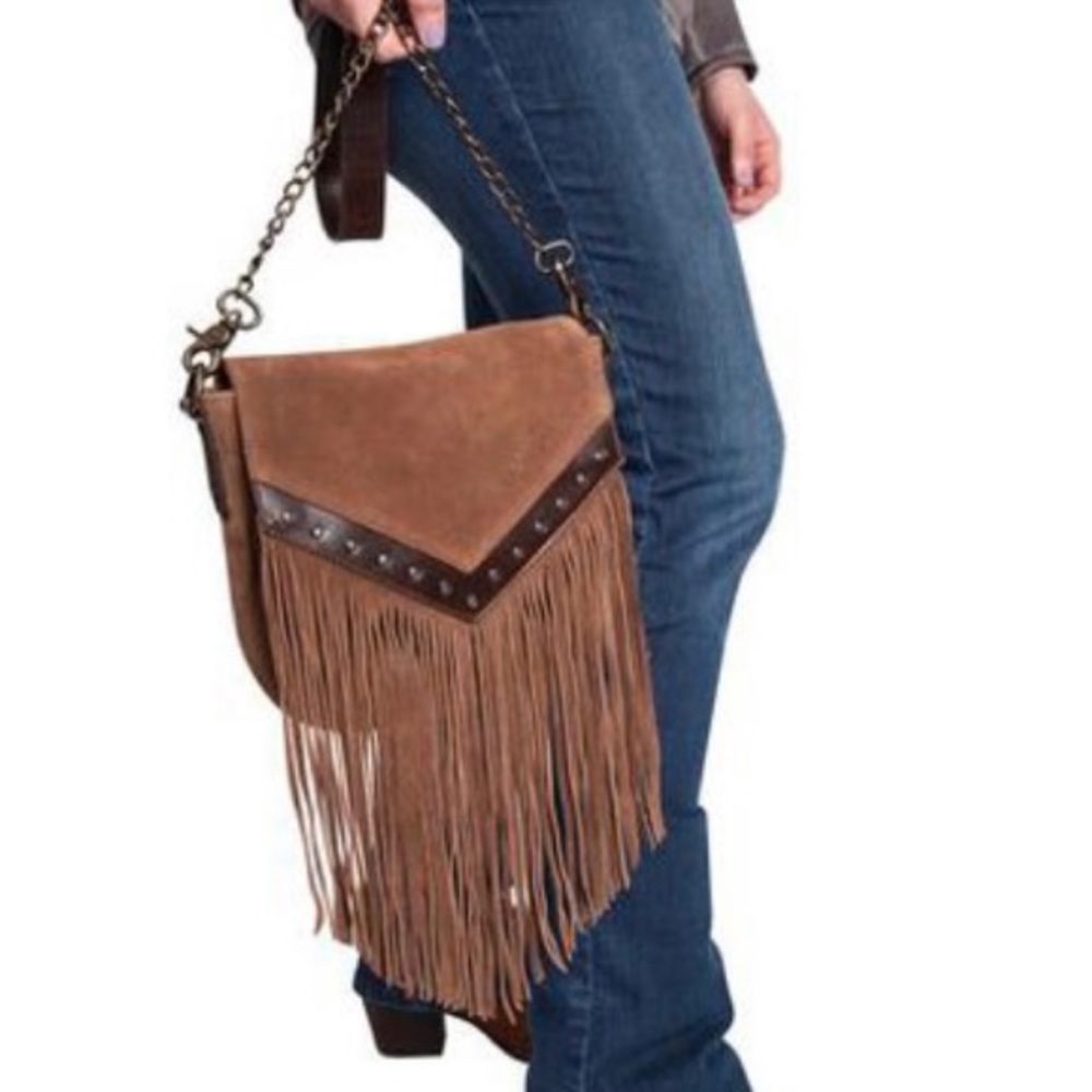 Durango Leather Kachina Fringe Crossbody Boho Bag